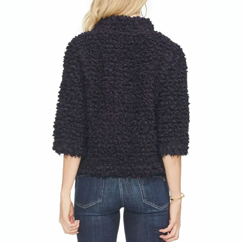 New! VINCE CAMUTO Women's Eyelash Knit Popcorn Sweater Top Size XS Gilded Plum